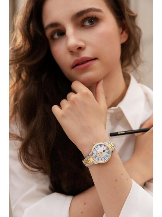 Women\'s Silver/Blue Dainty Watch Mother of Pearl Dial Elegant Quartz Wrist Watch main image 5